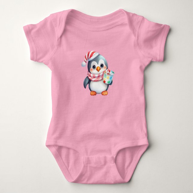 Body Para Bebê Pinguim de Natal - Bonito (Frente)