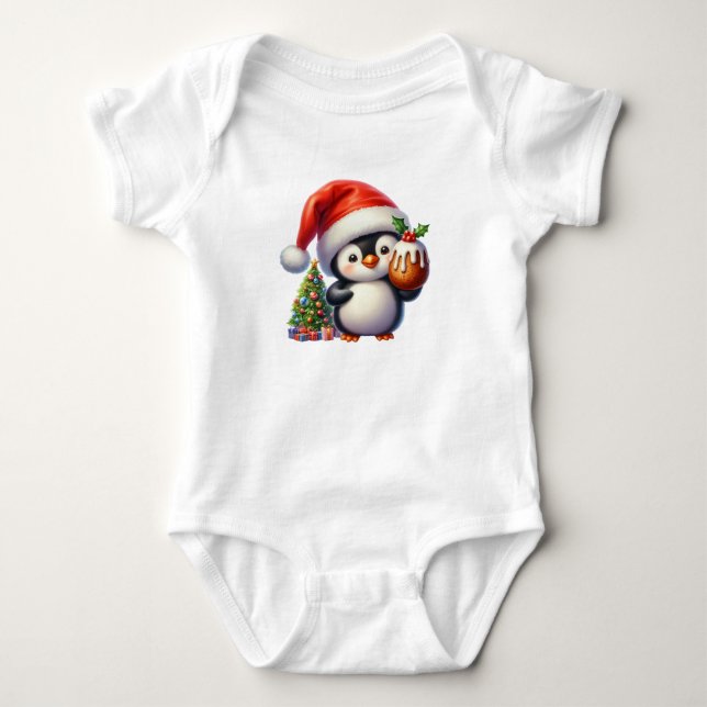 Body Para Bebê Pinguim de Natal Bubble (Frente)