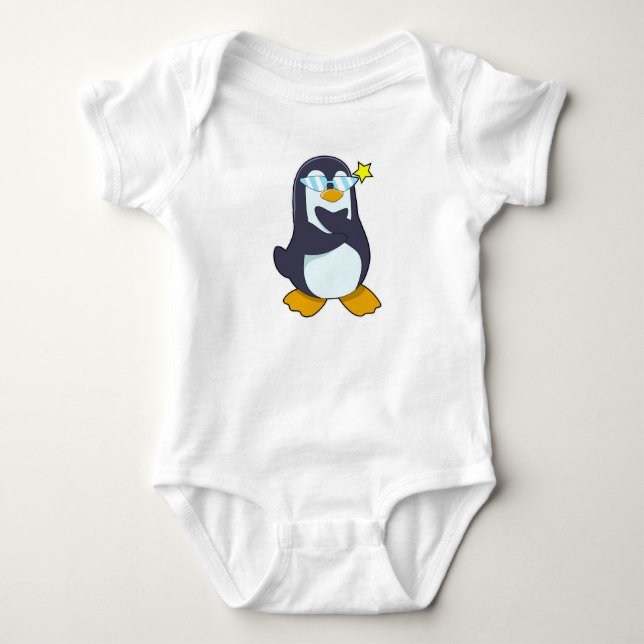 Body Para Bebê Pinguim de Óculos de Sol (Frente)