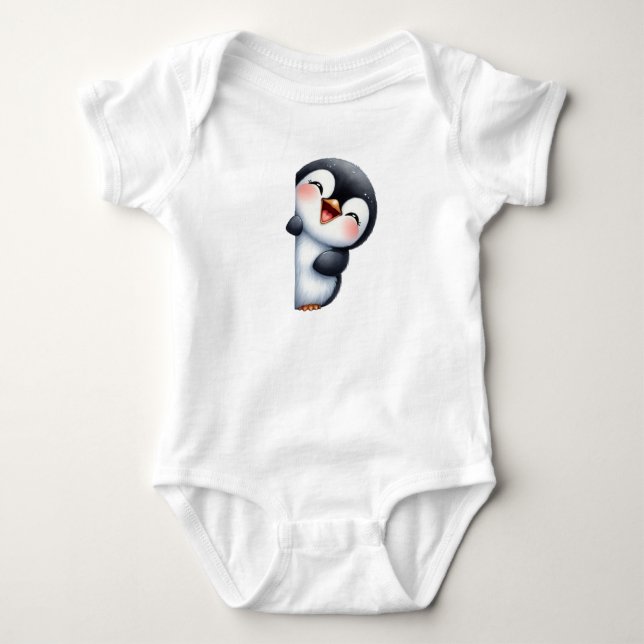 Body Para Bebê Pinguim de Pequim Bonito (Frente)