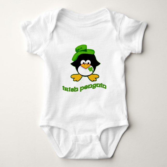 Body Para Bebê Pinguim do irlandês do bebê (Frente)