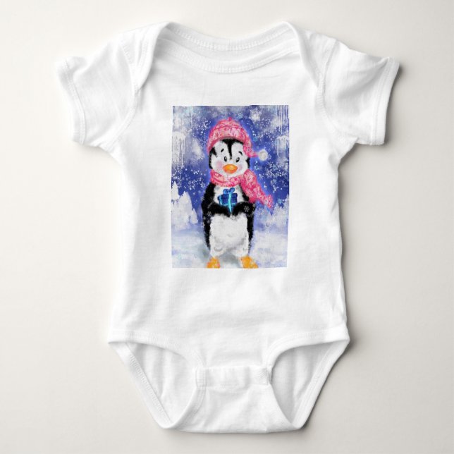 Body Para Bebê Pinguim Feliz - Natal - (Frente)