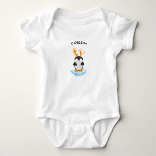 Body Para Bebê Pinguim Fofo Com Faixa De Coelho Na Cabeça