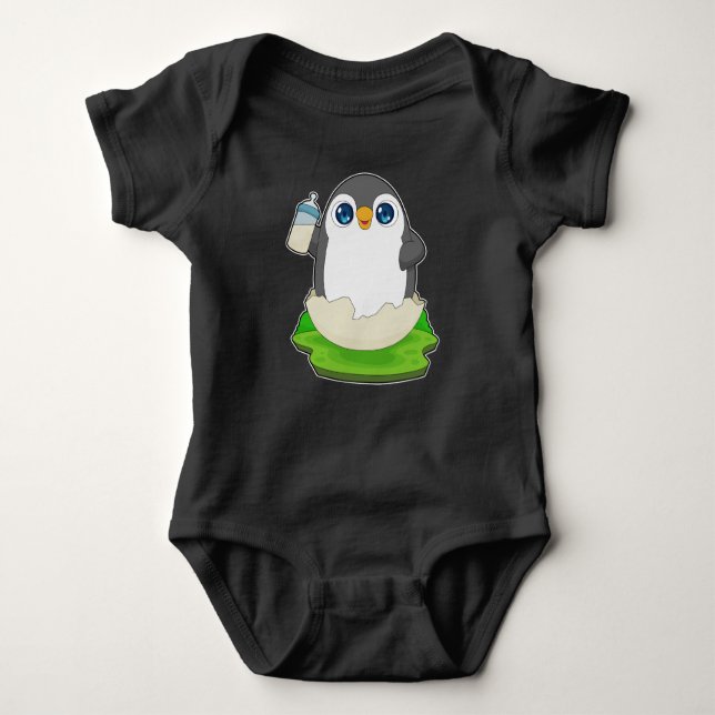 Body Para Bebê Pinguim Frasco para bebês Leite (Frente)