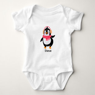 Body Para Bebê Pinguim Jolly Natal em Scarf com Malgas