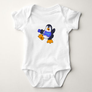 Body Para Bebê Pinguim na Música com Violão