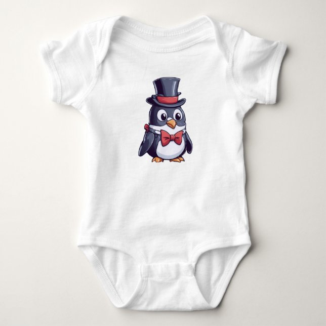 Body Para Bebê Pinguim no chapéu (Frente)