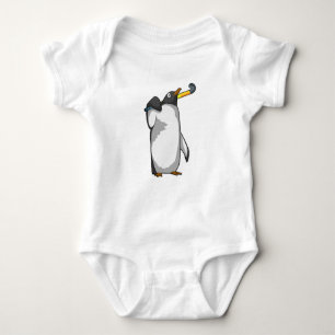 Body Para Bebê Pinguim no Hockey com palito de hóquei