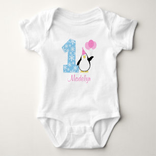 Body Para Bebê Pinguim-rosa-azul Menina de inverno Onederland Ani