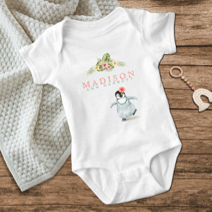 Body Para Bebê Pinguim Tropical Gelado Menina Rosa Bonitinha Boni