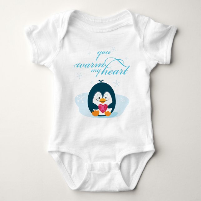 Body Para Bebê PINGUIN "você aquece meu coração" (Frente)