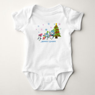Body Para Bebê Pinguins do Kissmas, Lado e Árvore
