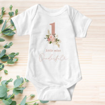 Pink Floral Little Miss Onederful 1º Aniversário