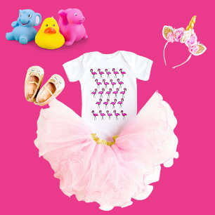 Body Para Bebê Pink Garden Flamingo Pattern Baby Jersey Bodysuit