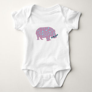 Body Para Bebê Pink Hippopotamus Baby Jersey Bodyfit