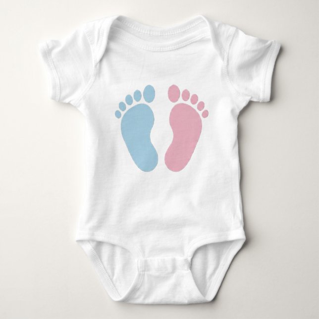 Body Para Bebê Pink or Blue Baby Footprints – Gender Reveal Desig (Frente)