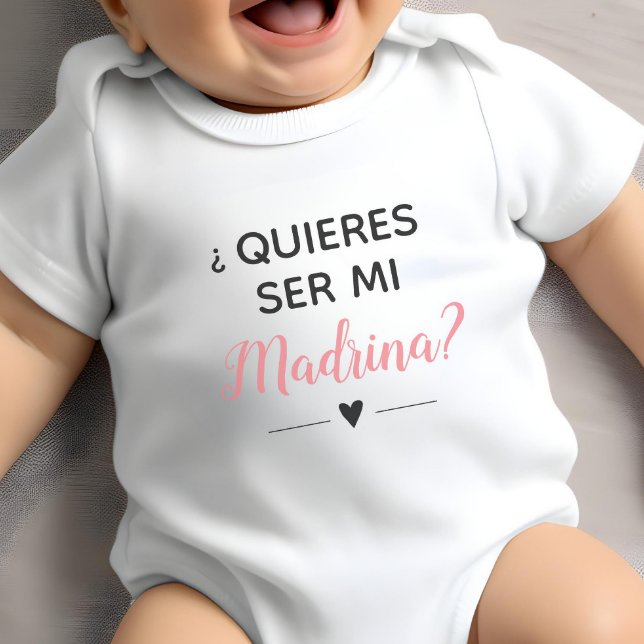 Body Para Bebê Pink Quieres Ser Mi Madrina Proposta de Madrina (Criador carregado)