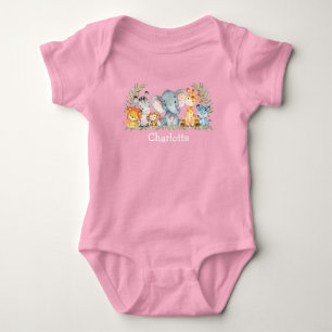 Body Para Bebê Pink-rosa-da-selva Safari