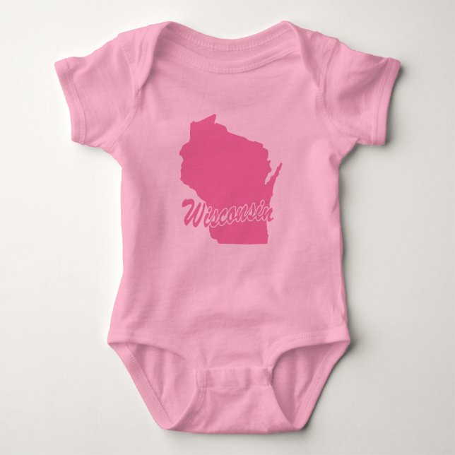 Body Para Bebê Pink State Wisconsin (Frente)