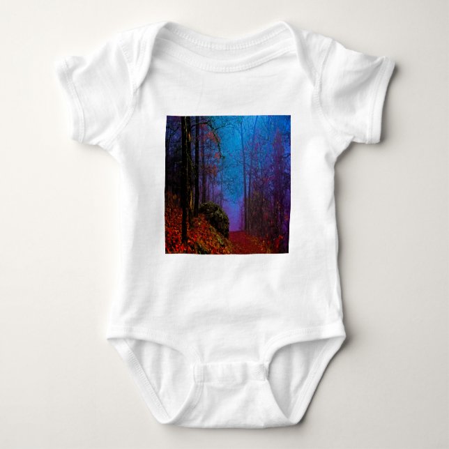 Body Para Bebê Pintada Floresta de Outono Roxo (Frente)