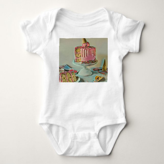 Body Para Bebê Pintel de sorvete retrô (Frente)