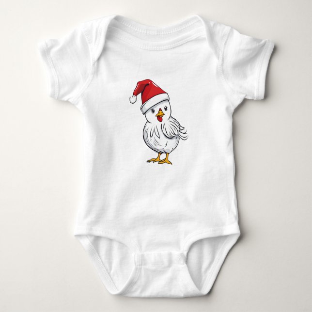 Body Para Bebê Pintinho de Natal branco, Pintinho de Natal, Pinti (Frente)