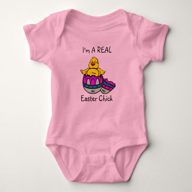 Body Para Bebê Pintinho de páscoa T-Shirt (Frente)