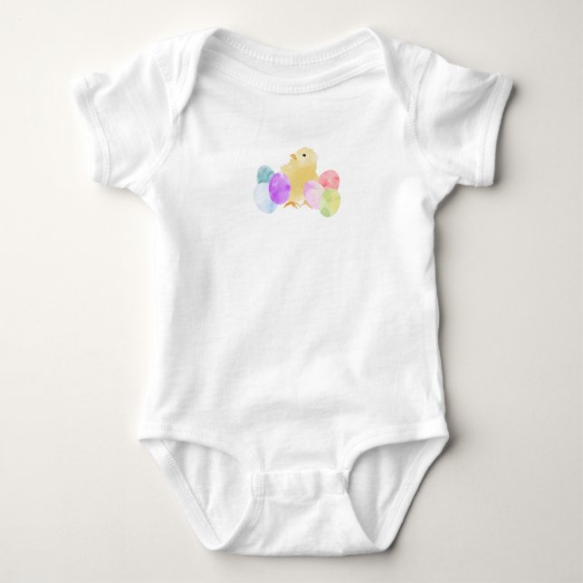 Body Para Bebê Pintinho de Pastel com Design de Ovos (Frente)