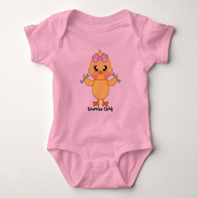 Body Para Bebê Pintinho do exercício (customizável) (Frente)