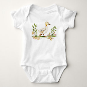 Body Para Bebê Pintinho em Aquarela Com Trevo de Quatro Folhas 