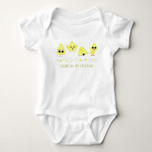 Body Para Bebê Pintinhos e Duckling Contando Meus Frangos Dizendo