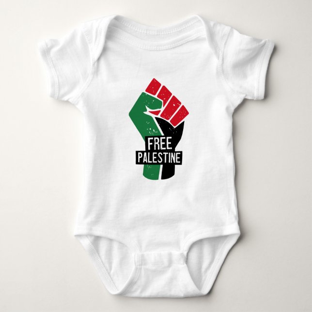 Body Para Bebê Pinto de bandeira da Palestina livre (Frente)