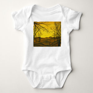 Body Para Bebê Pintura de Gouache: céu amarelo, marrom.