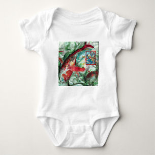 Body Para Bebê Pintura de Peixes Koi Carp