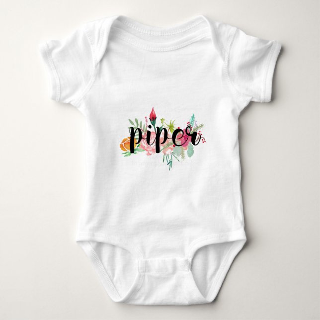 Body Para Bebê Piper Floral Personalizada (Frente)