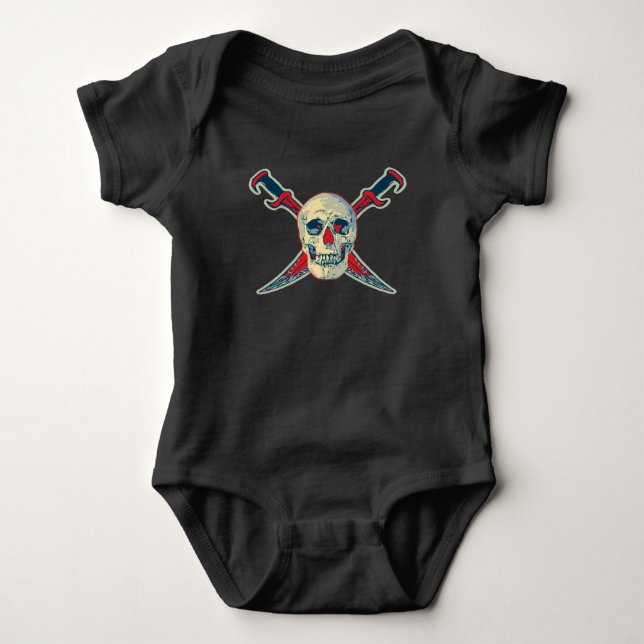Body Para Bebê Pirata (Caveira) - Bebê Jersey Bodycase (Frente)