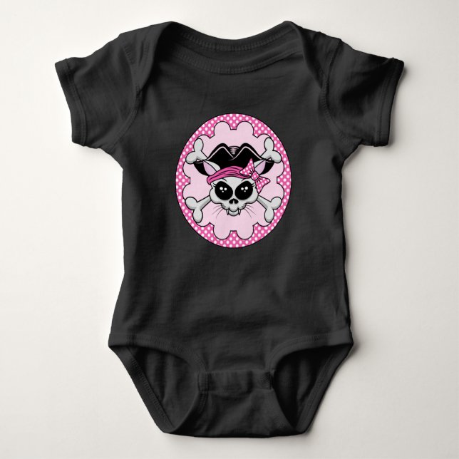 Body Para Bebê Pirate Princess Gatinho Skull (Frente)