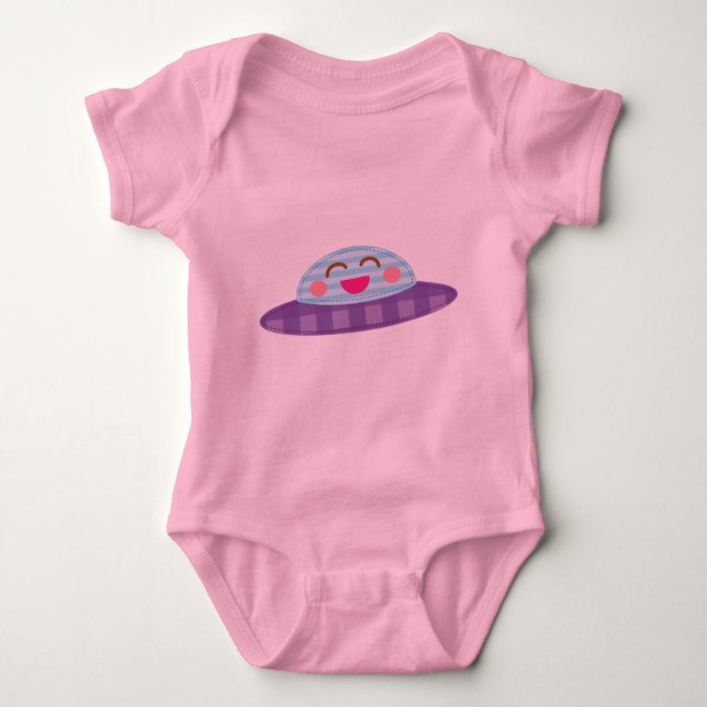 Body Para Bebê Pires de vôo Kawaii da nave espacial (Frente)