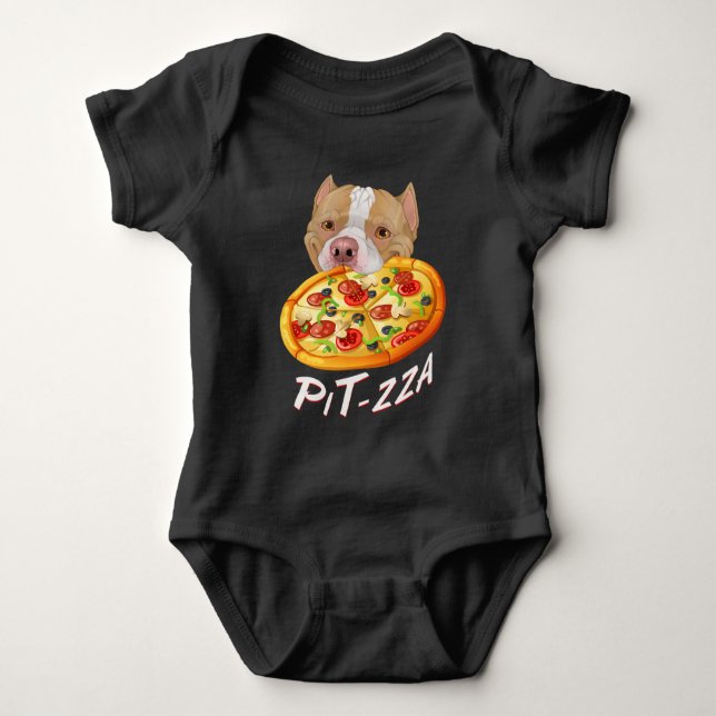 Body Para Bebê Pit-zza! T-Shirt Pit Bull & Pizza (Frente)
