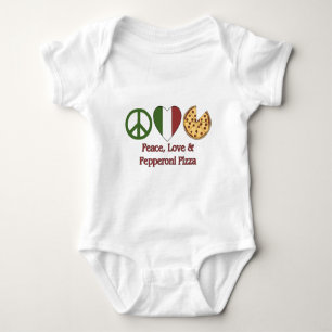 Body Para Bebê Pizza de Paz, Amor e Pepperoni