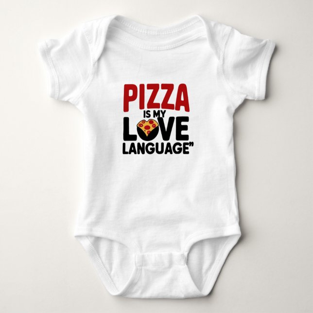 Body Para Bebê Pizza é a minha língua de amor (Frente)