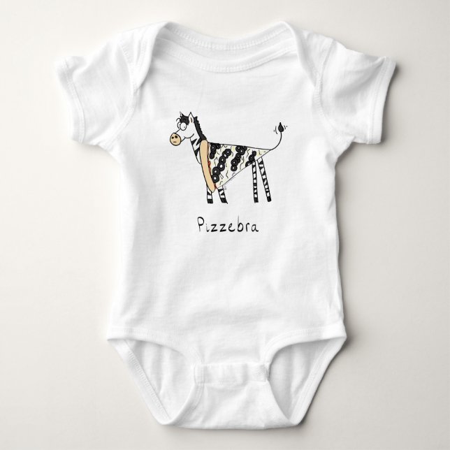 Body Para Bebê Pizzebra Pizza Zebra Bebê Kid T-Shirt (Frente)