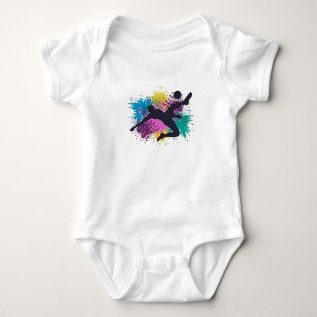 Body Para Bebê Placas de cor Grungy do futebol (Frente)