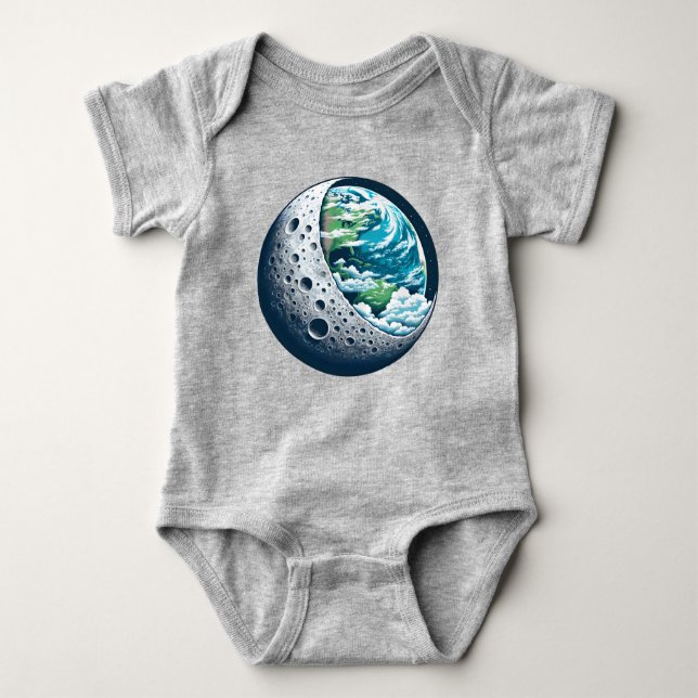 Body Para Bebê Planeta Terra e Sua Lua: Unisex Maravilha Celestia (Frente)