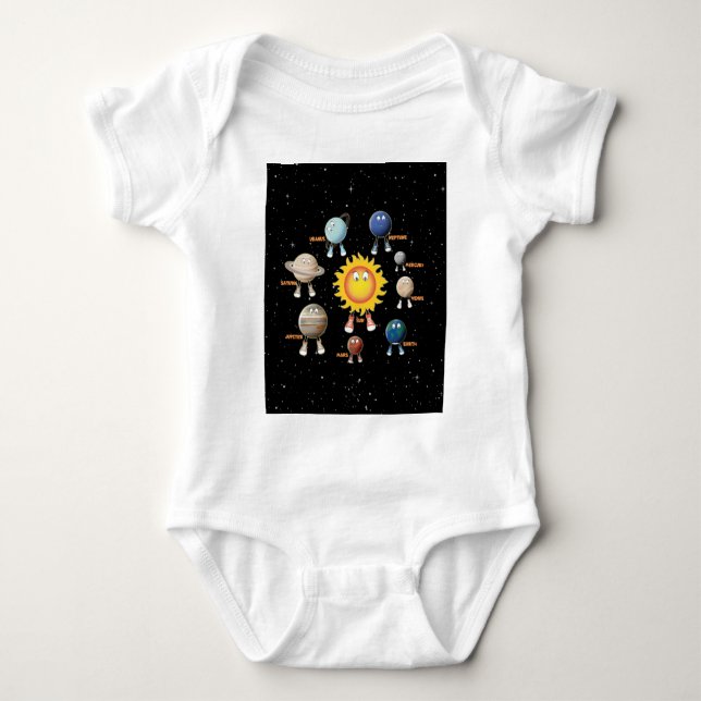 Body Para Bebê Planetas e Sistema Solar (Frente)
