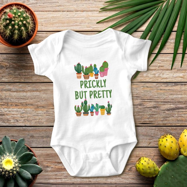 Body Para Bebê Plantas Cactus Prickles, mas Bonito, (Prickly but pretty! Handle with care. A cute cactus theme baby bodysuit with space for your initial)