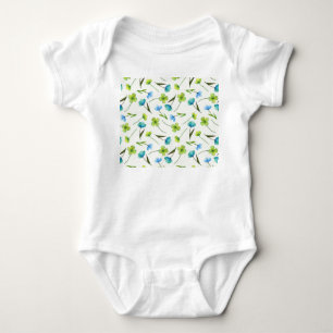 Body Para Bebê Plantas De Aquarelas: Padrão Floral Sem Costura.