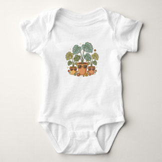 Body Para Bebê Plantas Retro Mamãe Ilustração Legal de Planta Mon