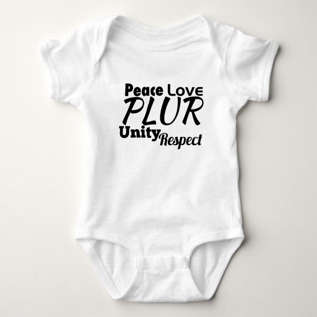 Body Para Bebê PLUR - Paz, Amor, Unidade, Respeito (Frente)