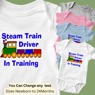 Body Para Bebê Pode mudar de texto, o maquinista de trem a vapor 